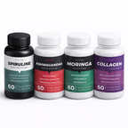 Spiruline + Ashwagandha + Moringa + Collagène.