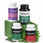 Spiruline + Ashwagandha + Moringa + Collagène.